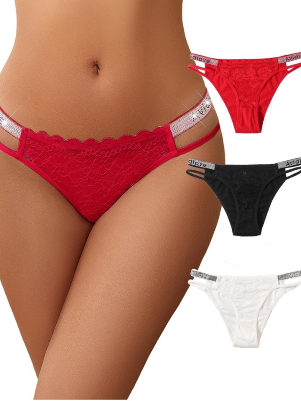 Avidlove Underwear Cotton Briefs Sexy Floral Lace Hipster Panties Cheeky- XXL